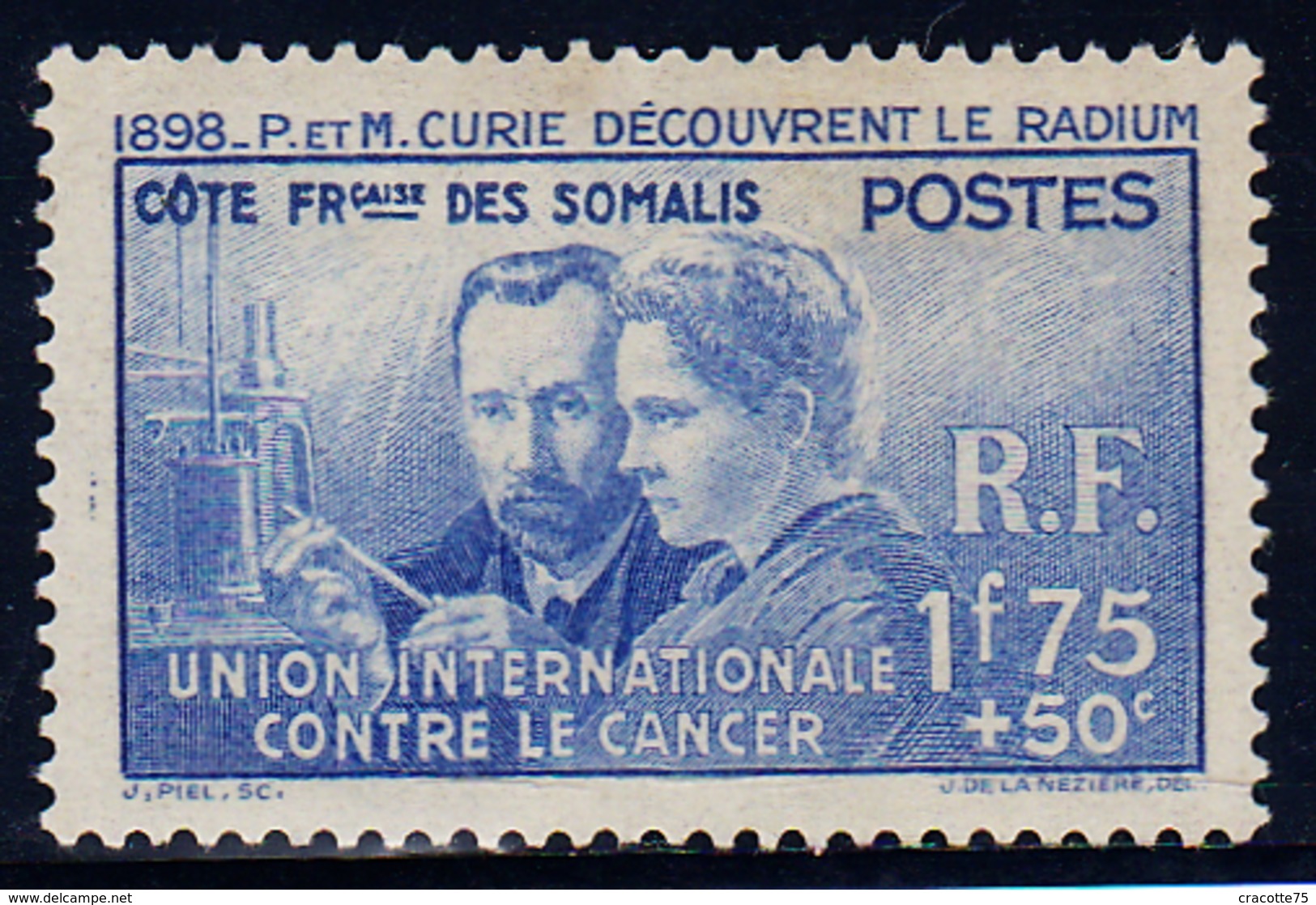 COTE DES SOMALIS - N°147* .  MARIE ET PIERRE CURIE. - 1938 Pierre Et Marie Curie