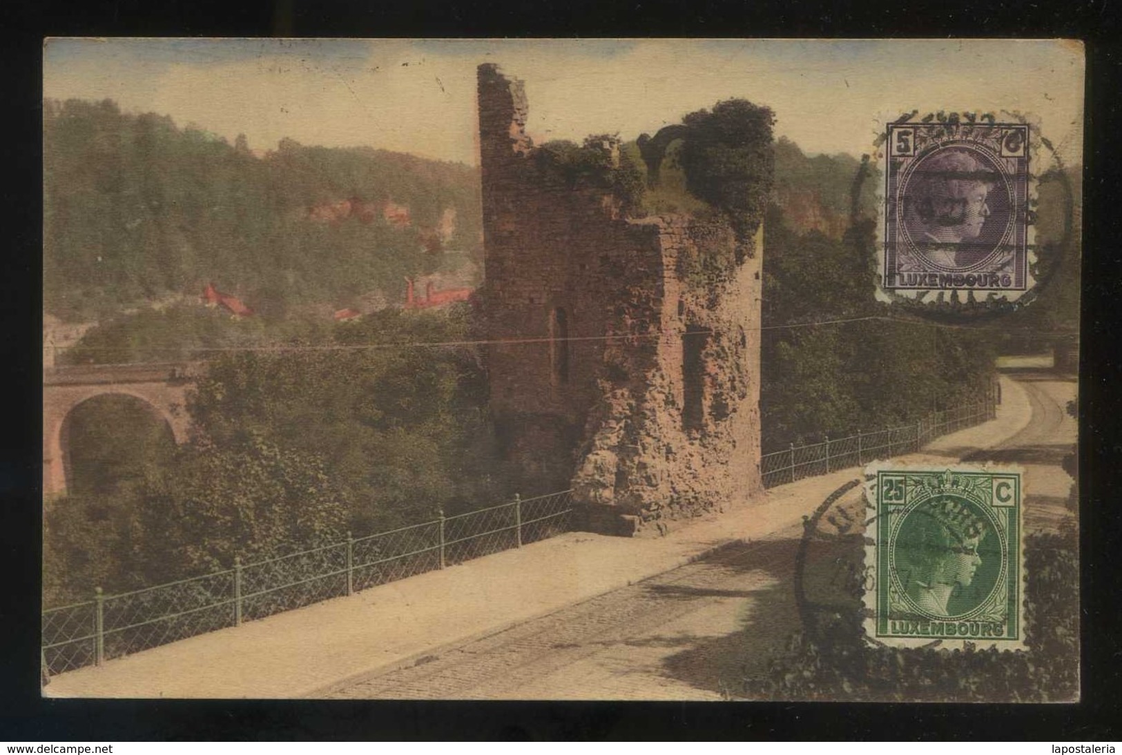 Luxemburgo. *Descente De Clausen. Ruine Du Château...* Ed. P.C.S. Circulada 1927. - Luxemburgo - Ciudad