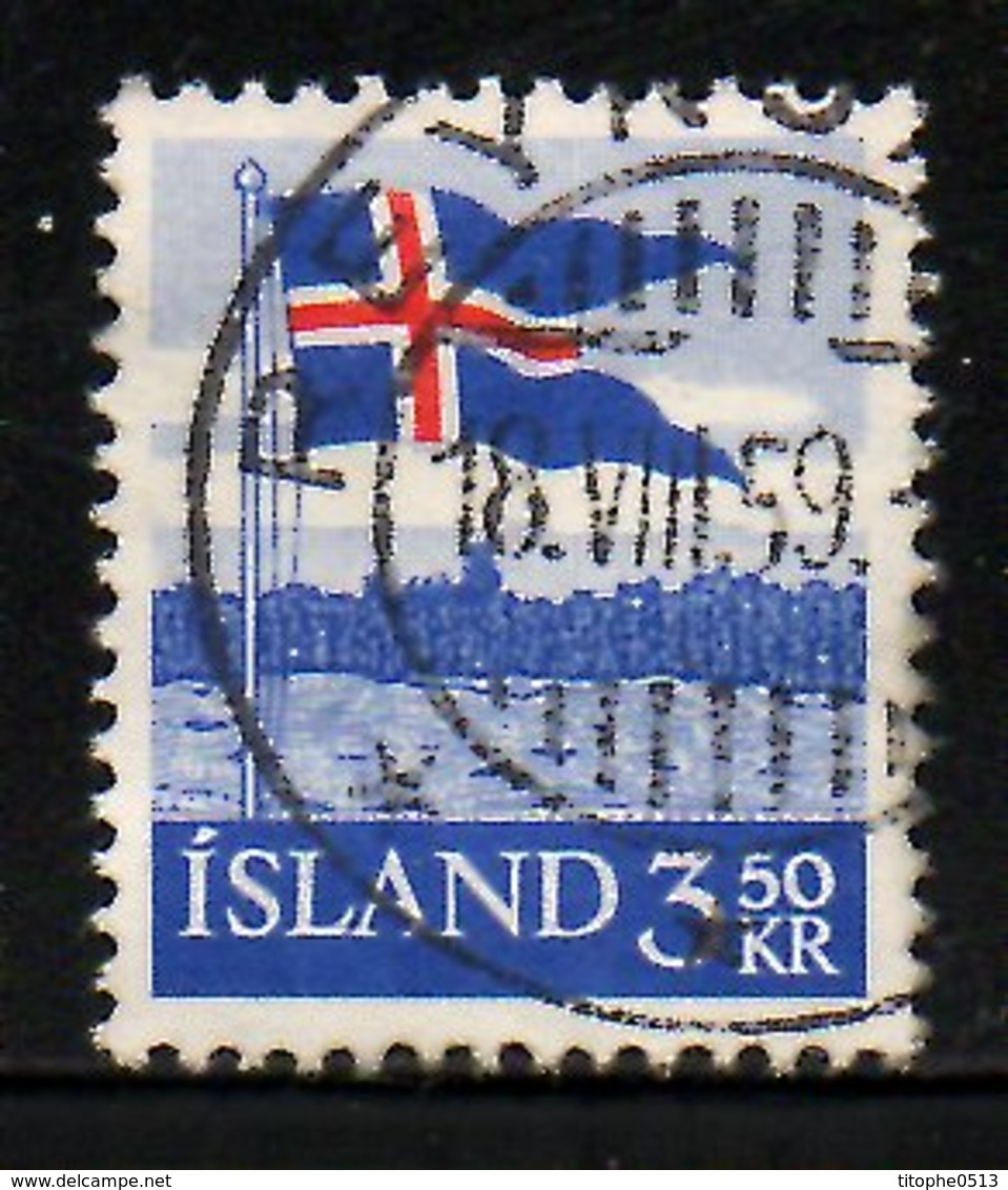 ISLANDE. N°286 Oblitéré De 1958. Drapeau Islandais. - Francobolli