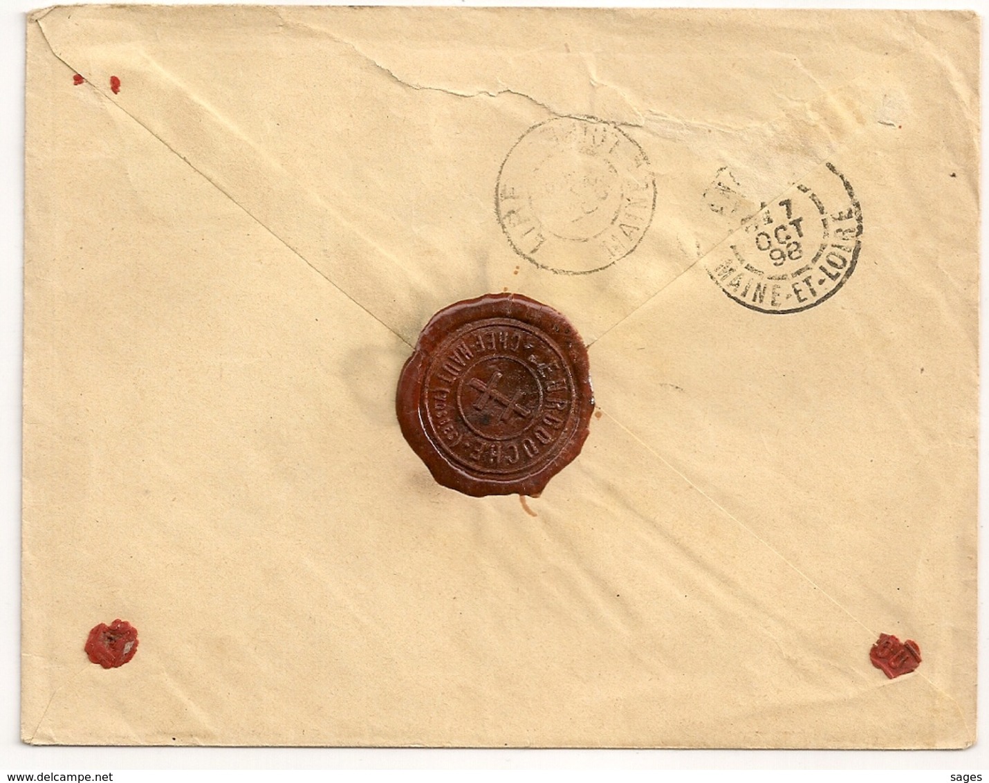 C = CHEF HAUT Vosges, ROUVRES EN XAINTOIS Sur Enveloppe SAGE. 1898. - 1876-1898 Sage (Type II)