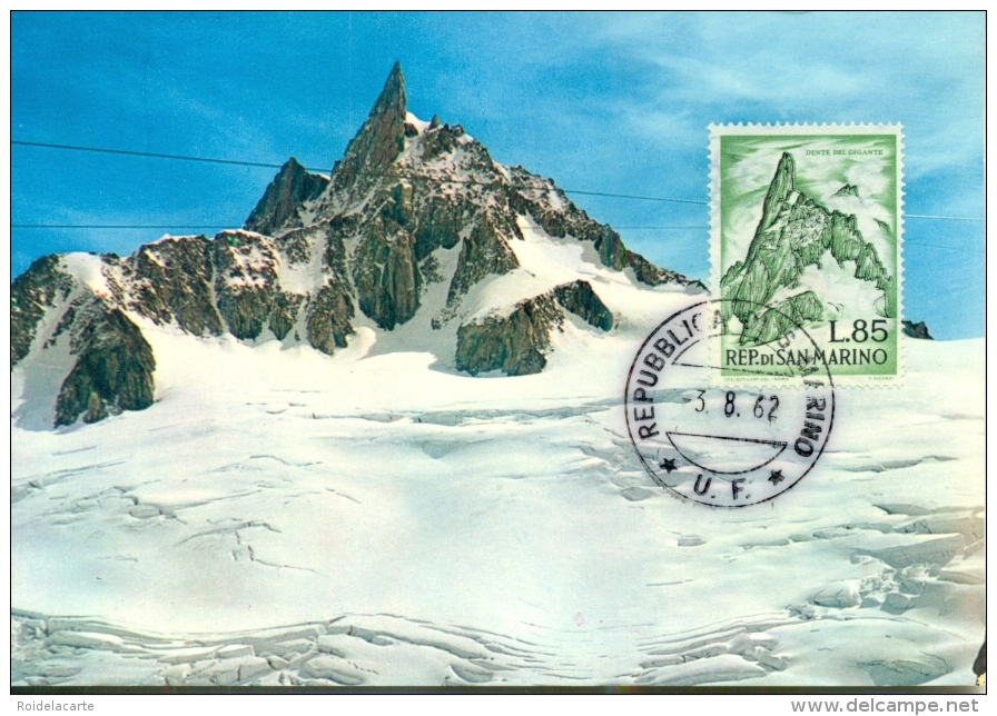 CM-Carte Maximum Card # 1962-San Marino # Geologie # Nature # Montagne,Gebirge,mountains "Dente Del Gigante " Courmayeur - Sonstige & Ohne Zuordnung