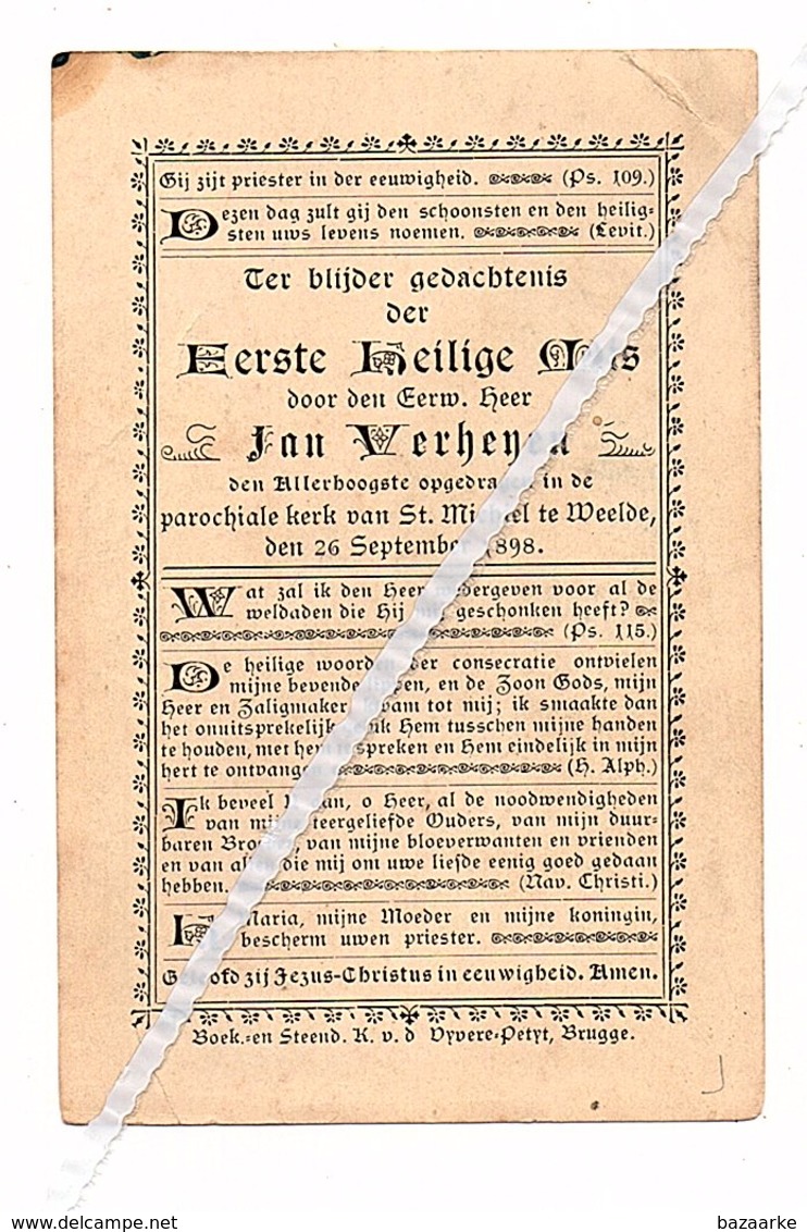 WEELDE...1898...EERSTE H.MIS Z.E. HEER JAN VERHEYEN PAROCHIALE KERK TE WEELDE - Santini