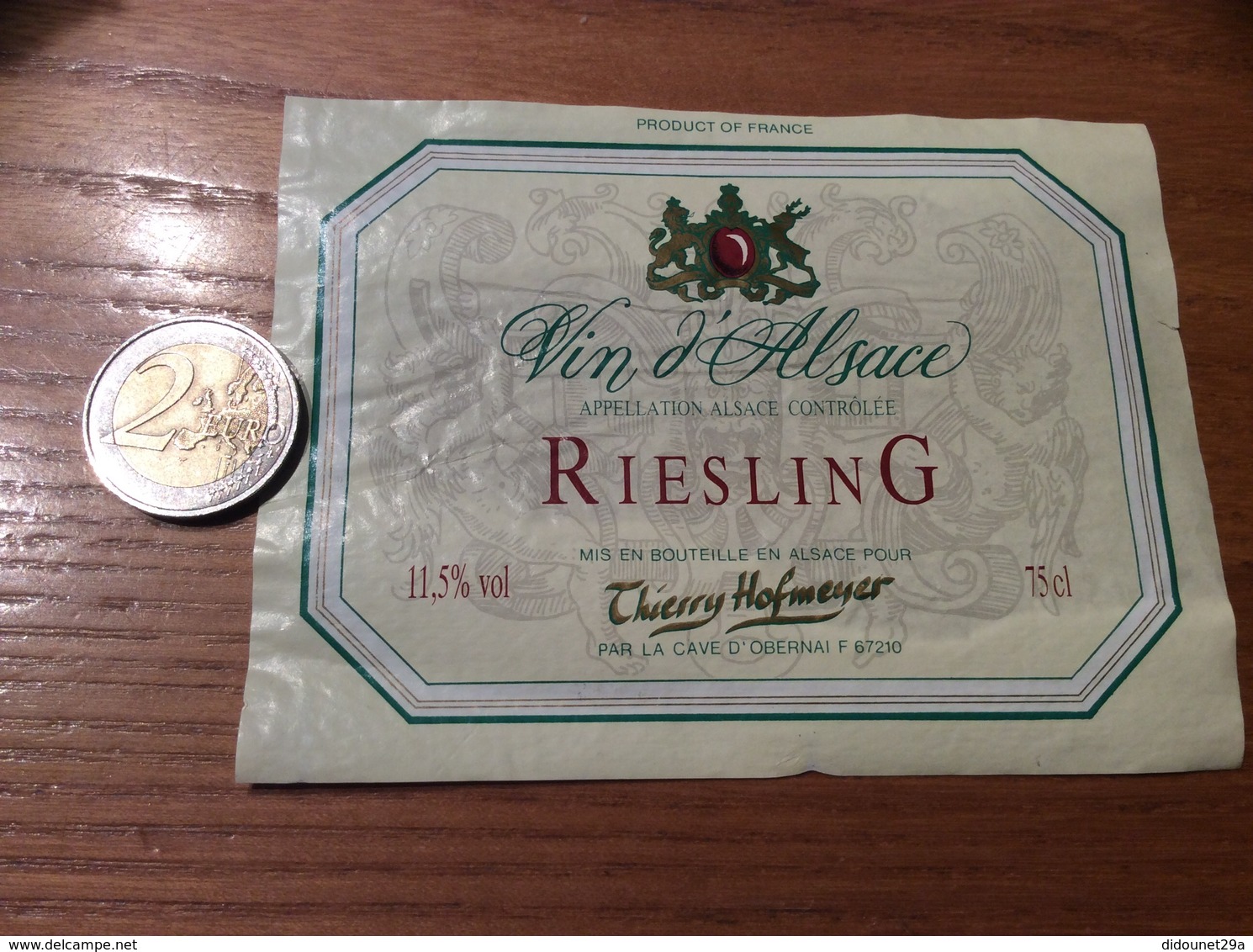 Etiquette De Vin « RIESLING - Thierry Hofmeyer - CAVE D’OBERNAI (67) (ALSACE) » - White Wines