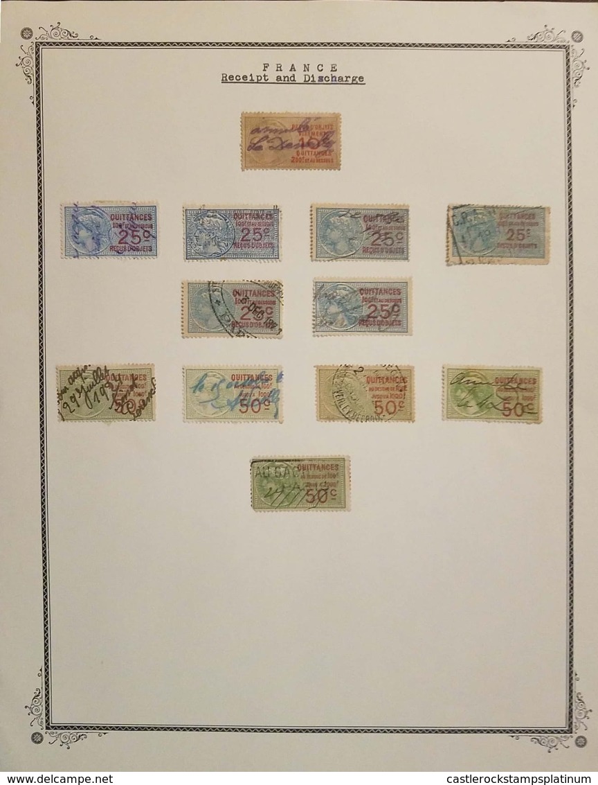 L) 1929 FRANCE, CARES REVENUES, MULTIPLE STAMPS, QUITANCES, BLUE 25C, GREEN 50C, RECEIPT AND DISCHARGE, XF - Other & Unclassified