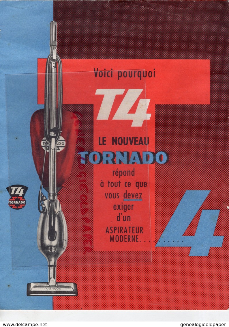 RARE BEAU DEPLIANT PUBLICITE ASPIRATEUR TORNADO T4 - - Advertising