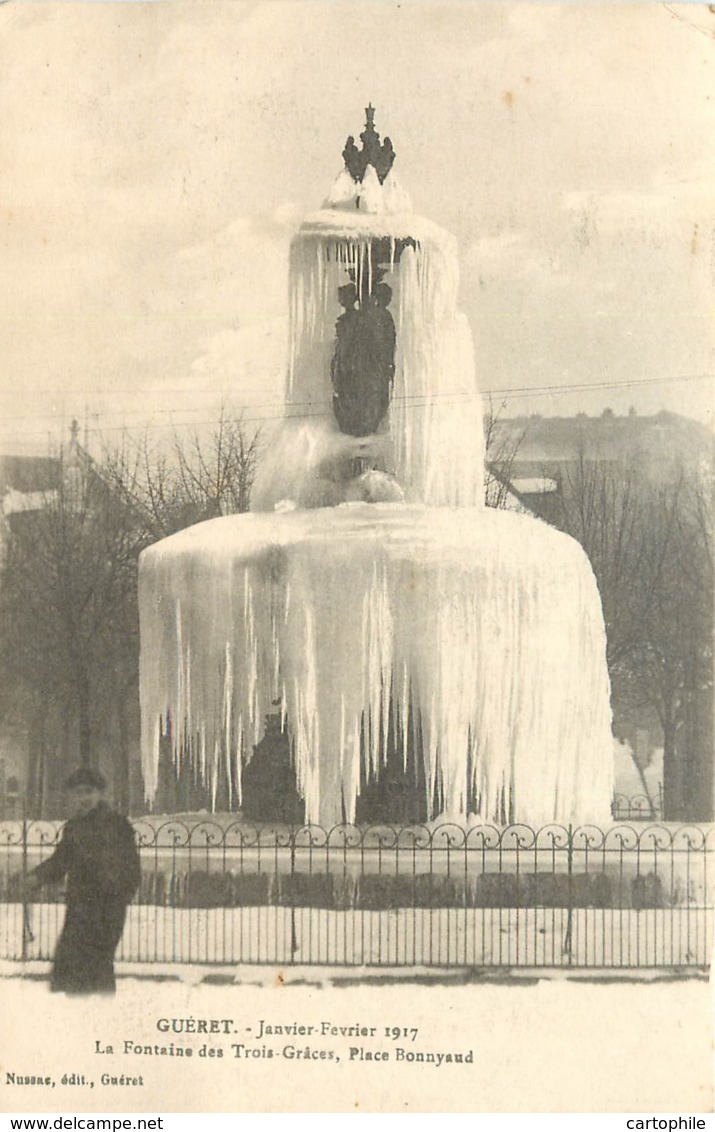 23 - GUERET - Hiver 1917 - Fontaine Glacée - Guéret