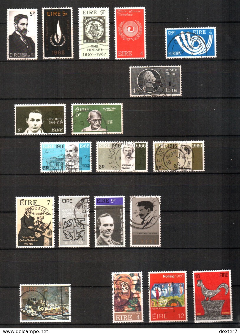 Irlanda Ireland Lot Used 46 Stamps - Ghandi, Ship, Rooster, Ships, Flowers - Oblitérés
