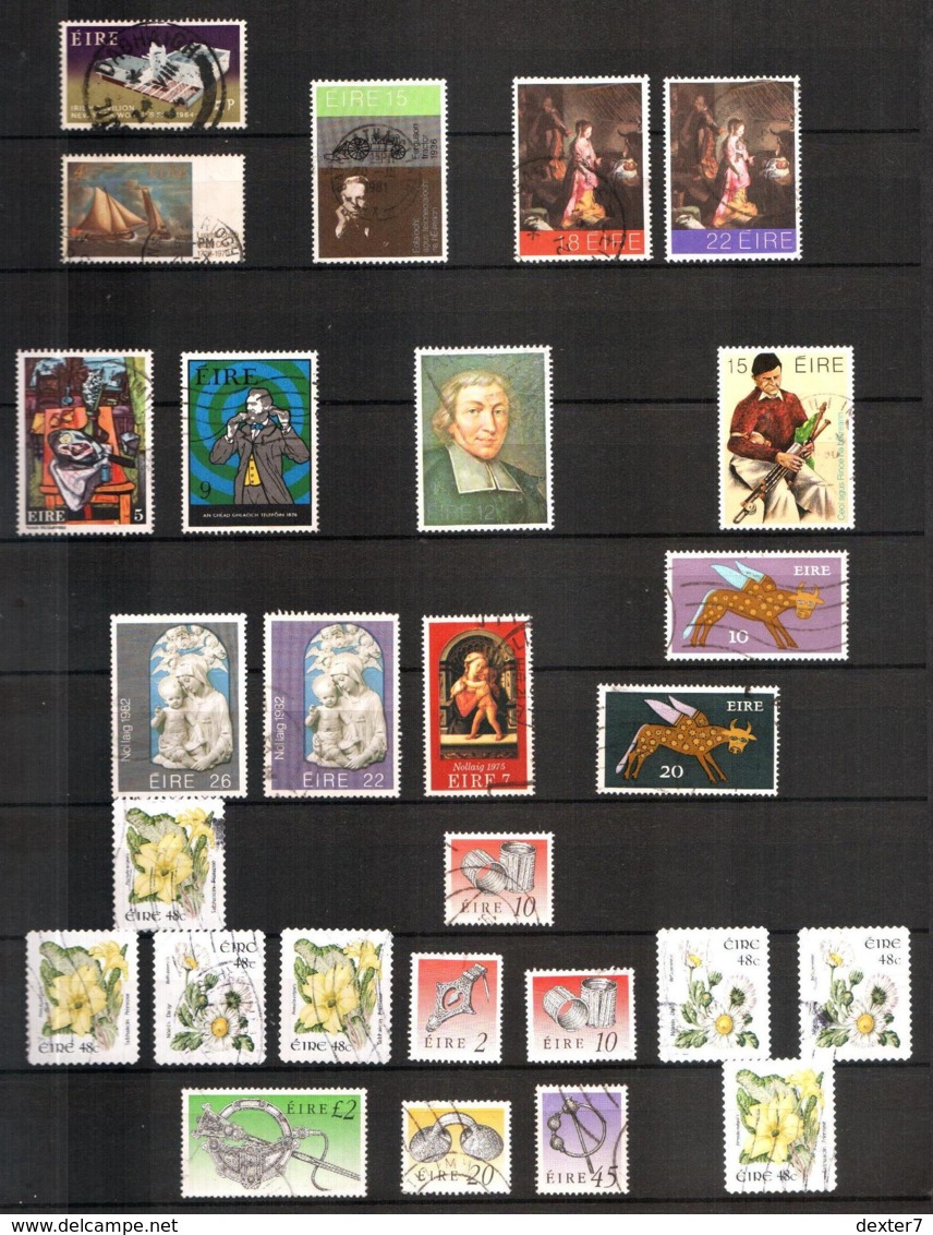 Irlanda Ireland Lot Used 46 Stamps - Ghandi, Ship, Rooster, Ships, Flowers - Oblitérés