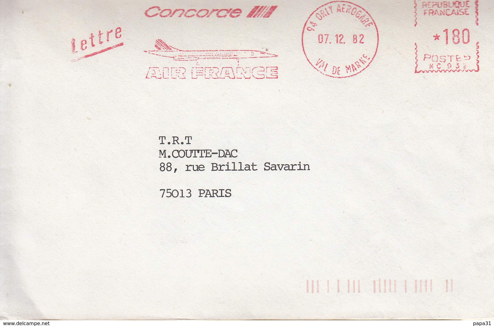 Flame  Sur Lettre  CONCORDE - 1946-....: Moderne