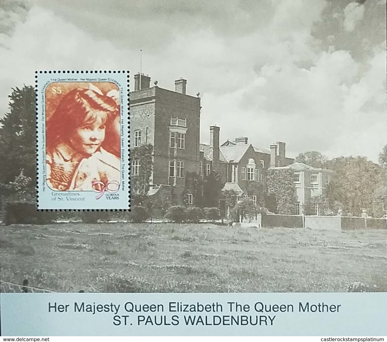 L) 1990 GRENADINES OF ST. VINCENT, 90 GLORIOUS YEARS, HER MAJESTY QUEEN ELIZABETH THE QUEEN MOTHER ST. PAULS WALDENBURY, - St.Vincent & Grenadines