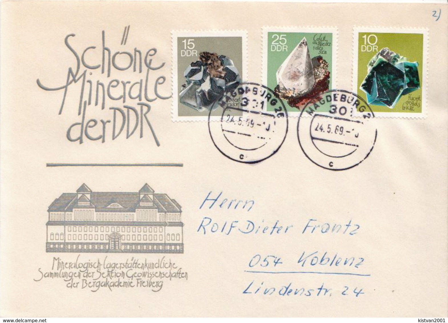 Postal History Cover: Germany / DDR Full Set On 2 Covers - Minerals