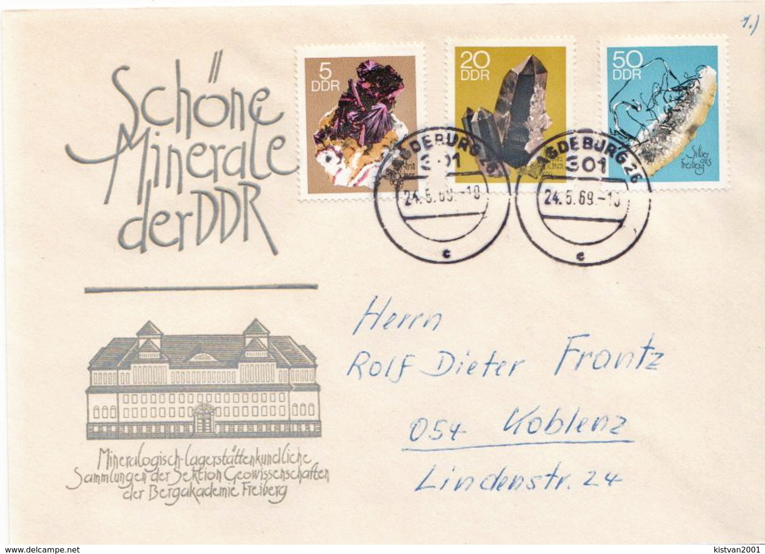 Postal History Cover: Germany / DDR Full Set On 2 Covers - Minerals