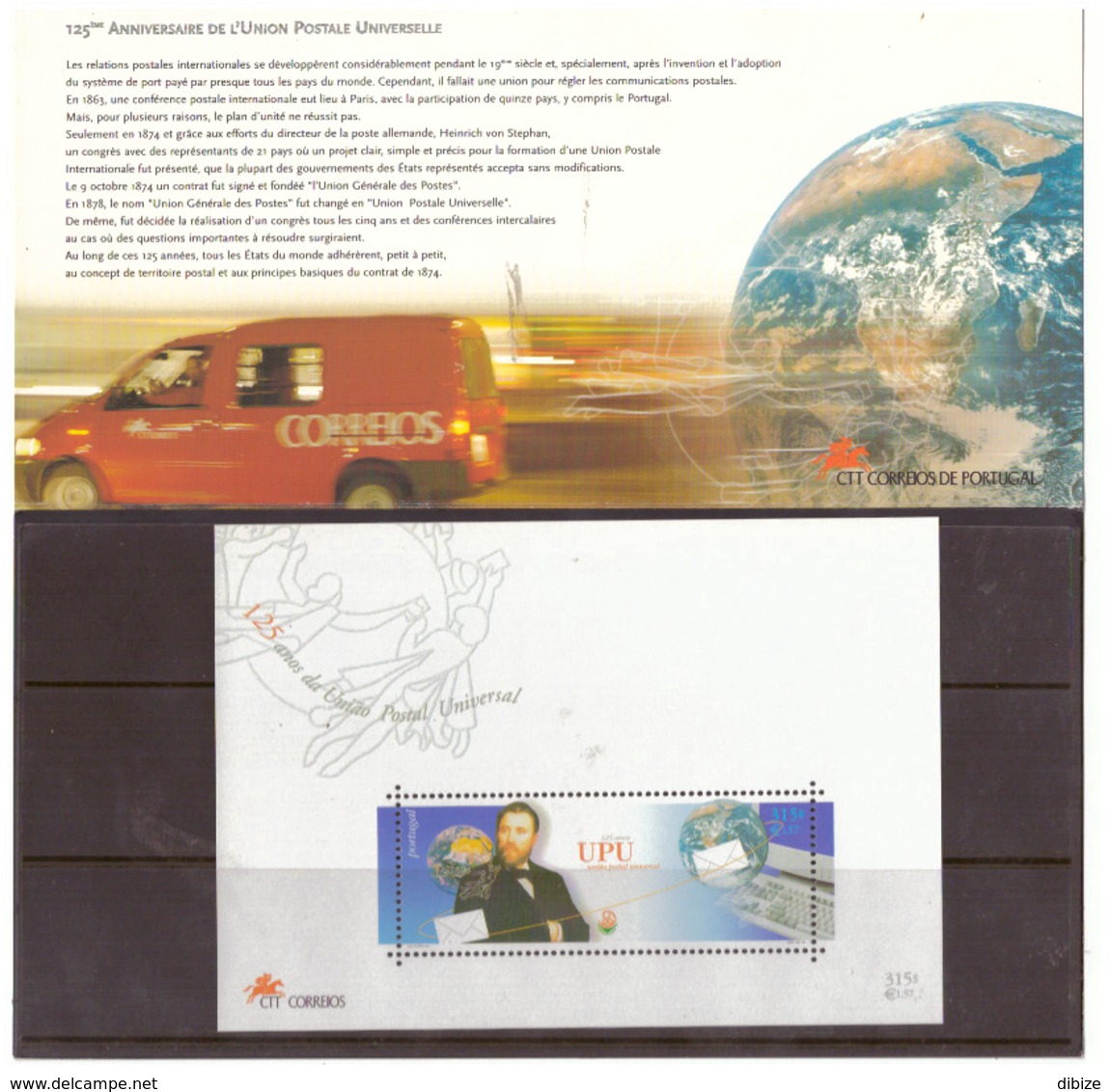 Feuillet Portugal 1999. Souvenir. 125 Années De L"Union Postale Universelle. - Blokken & Velletjes