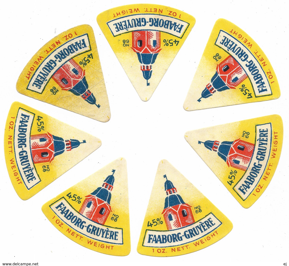 Faaborg-Gruyère No 66 1 Oz - 7 Cheese Wedge Labels - Käse