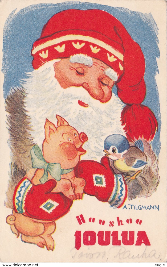 572/ Hauskaa Joulua, Kerstman Met Varken En Vogel, A.Tilgmann - Santa Claus