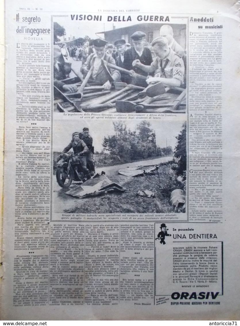 La Domenica Del Corriere 17 Settembre 1944 WW2 Baltico Alleati Balilla Prussiani - Guerra 1939-45