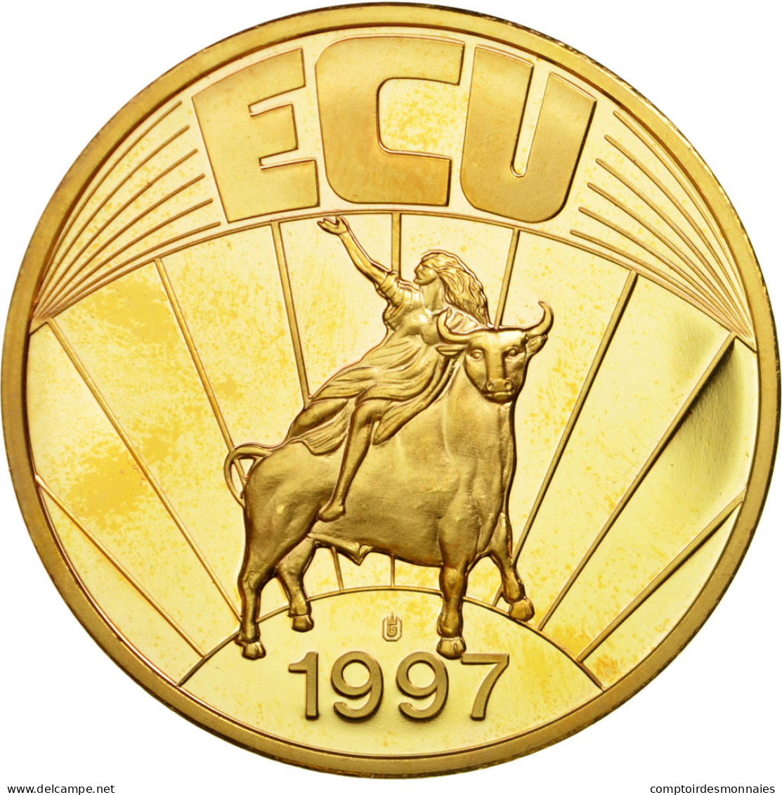 Allemagne, Médaille, Ecu, Konrad Adenauer, 1997, FDC, Copper Gilt - Autres & Non Classés