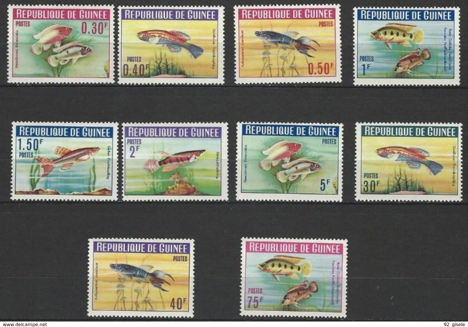 Guinée YT 177 à 186 " Poissons " 1964 Neuf** - Guinea (1958-...)