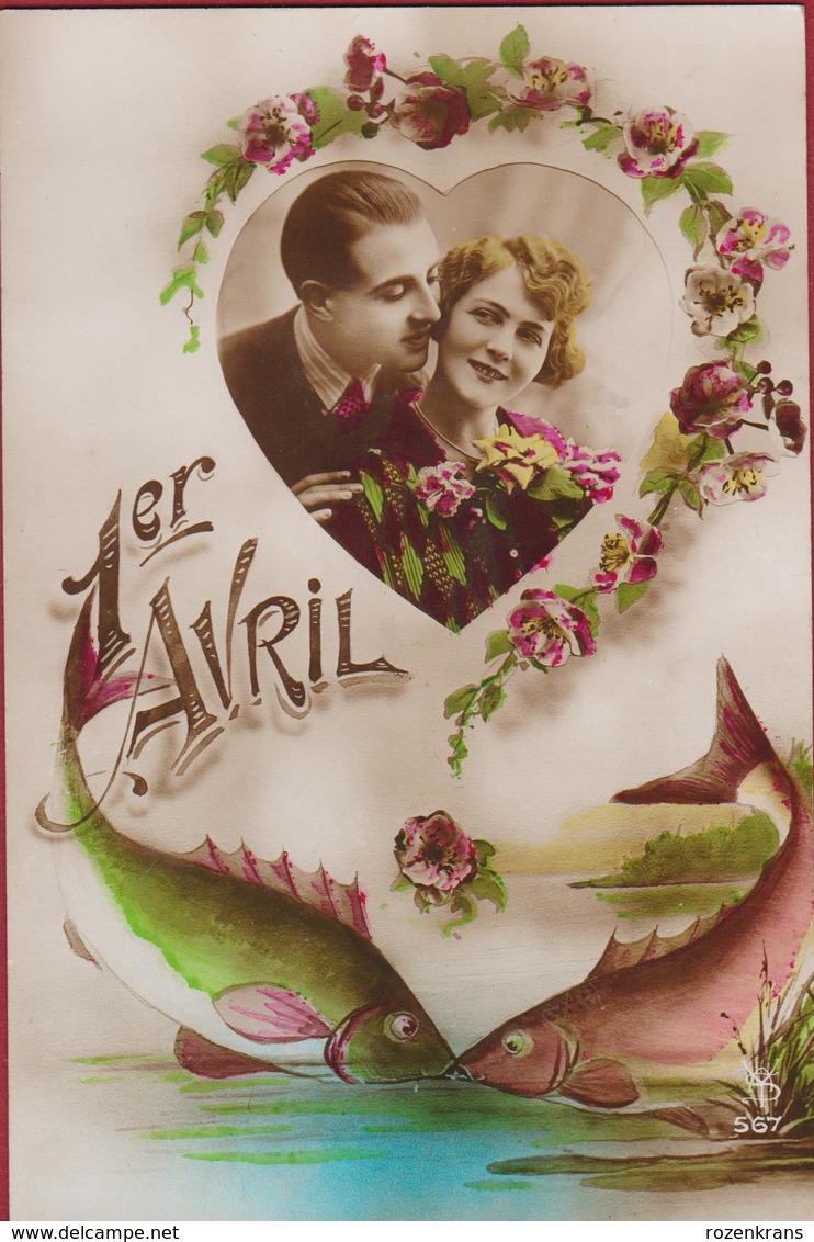 POISSON D'AVRIL - APRILVIS - ALL FOOLS' DAY FISH   Avril 1 April Romance Romantiek Epoque Carte Fantaisie Fantasie Kaart - 1er Avril - Poisson D'avril