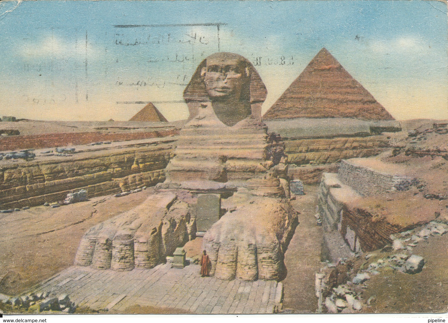 Egypt Postcard Sent To Denmark 5-8-1960 Good Franked Nice Cancels (the Great Sphinx Of Giza) (one Weak Corner) - Sphinx