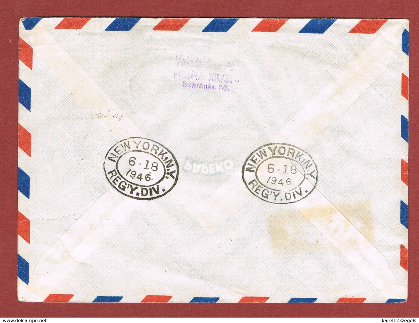 Pan Am First Flight Praha To New York  June 17, 1946 Registered ; 2 Scan - Covers & Documents