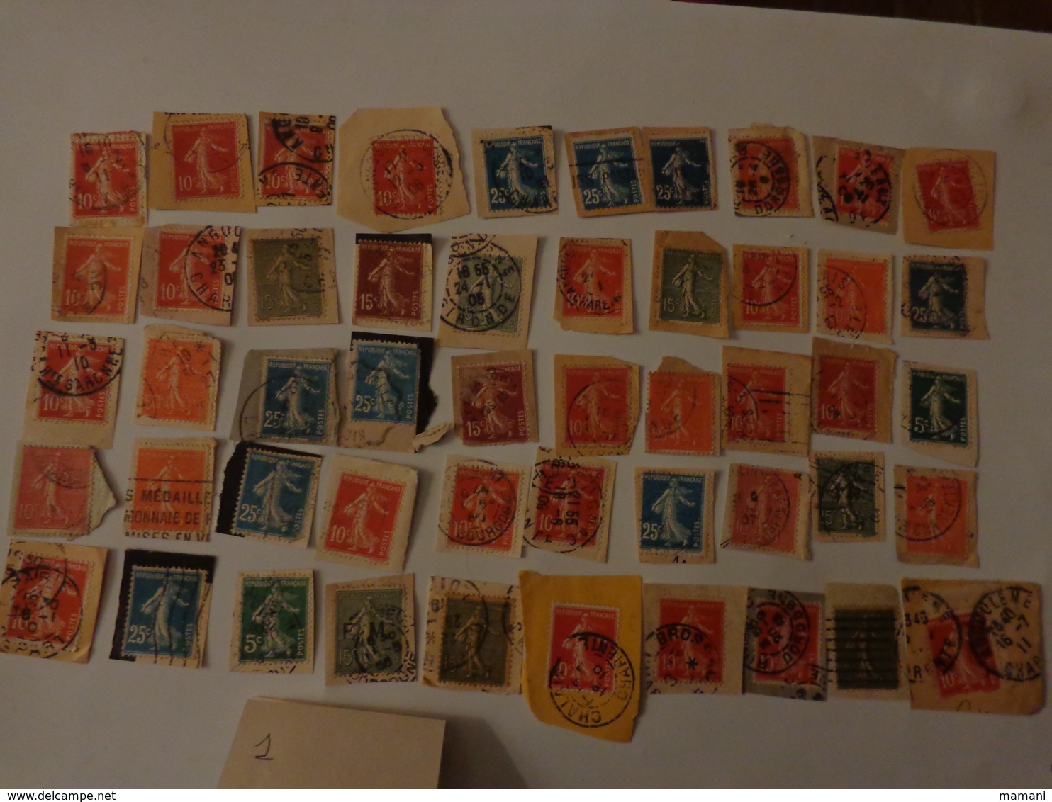 Lot De 50 Timbres La Semeuse De Roty Sur Fragment - Otros & Sin Clasificación