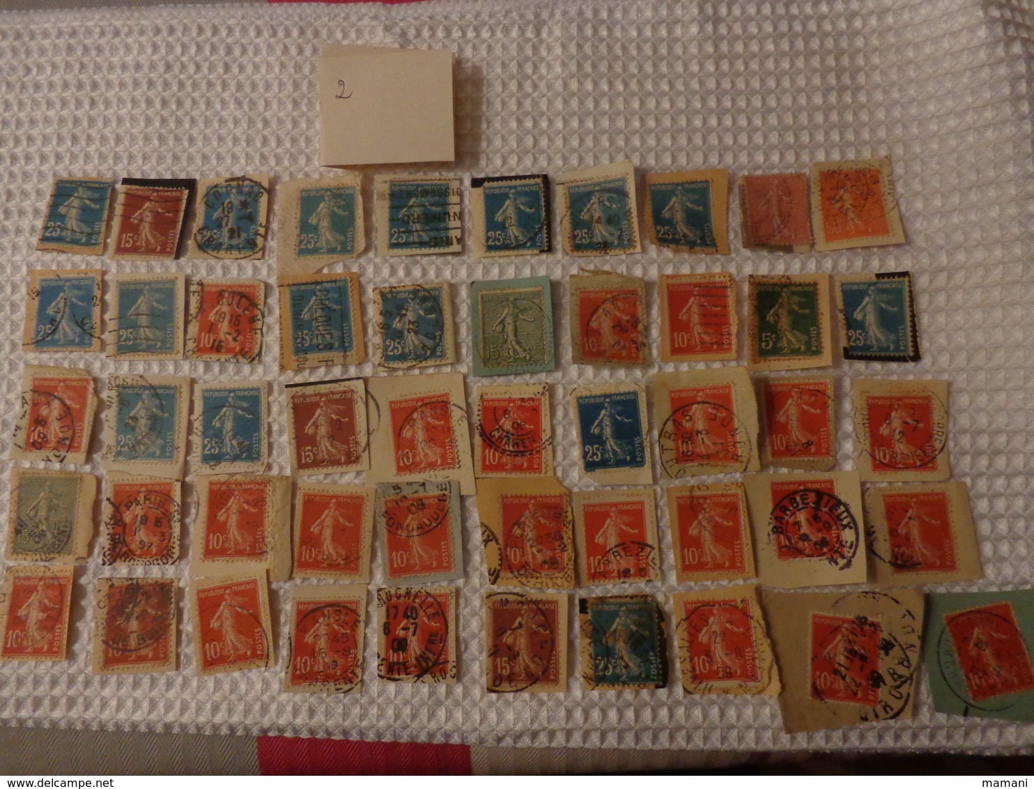 Lot De 50 Timbres La Semeuse De Roty Sur Fragment - Otros & Sin Clasificación