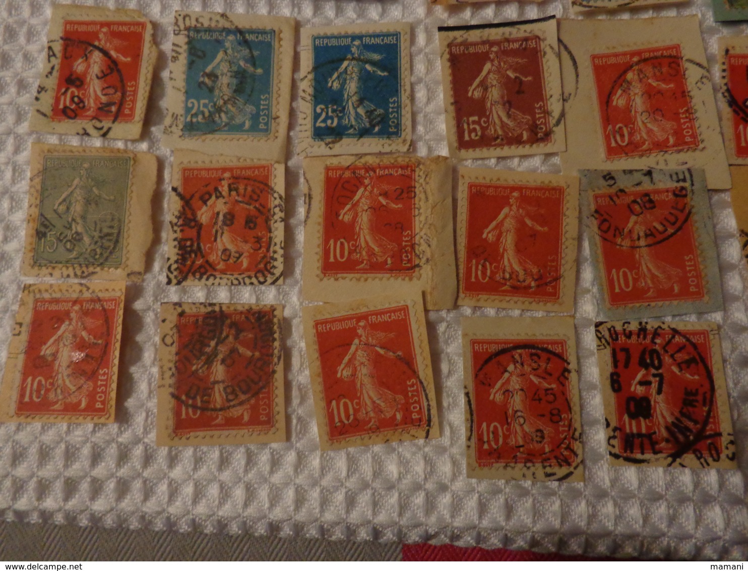 Lot De 50 Timbres La Semeuse De Roty Sur Fragment - Autres & Non Classés