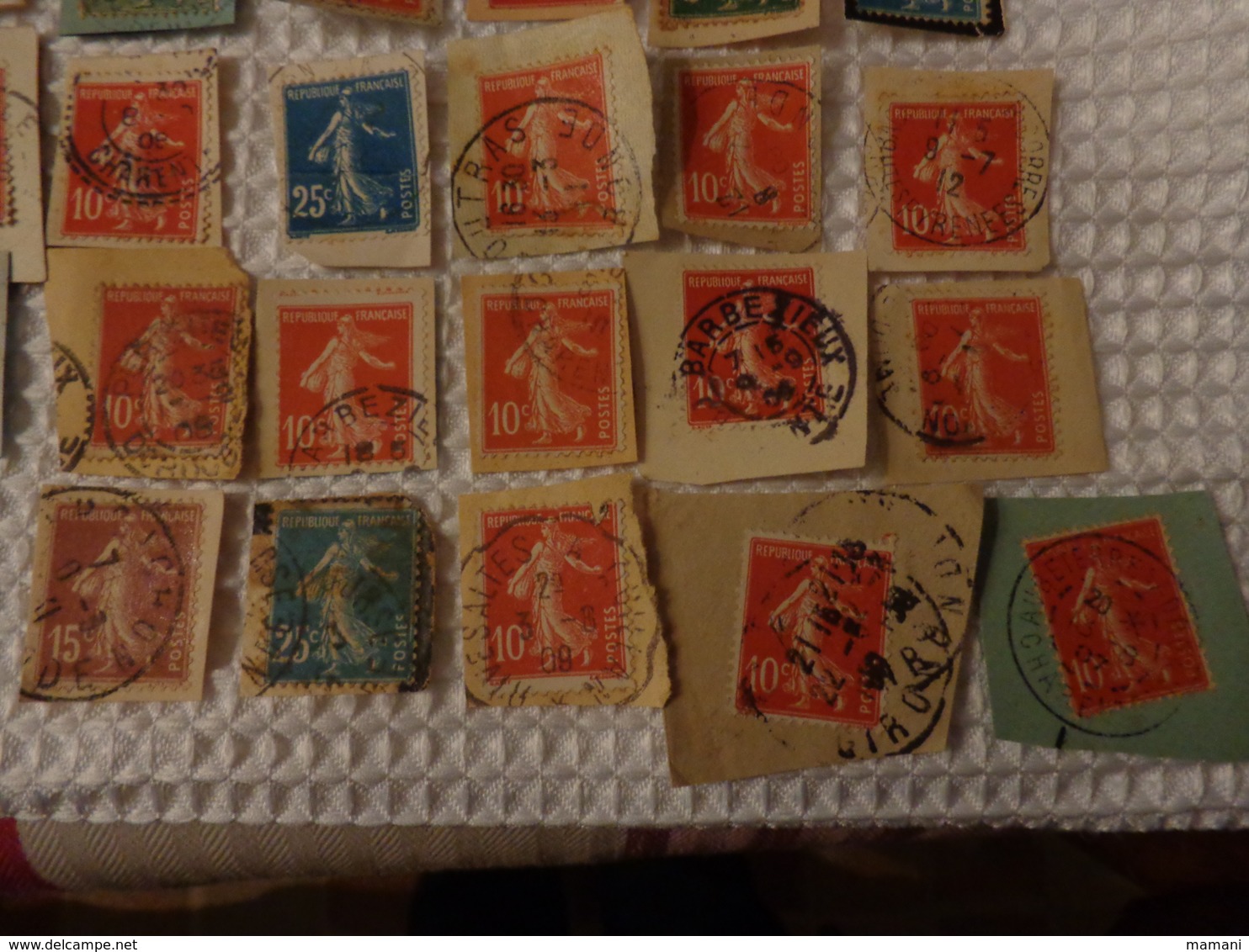 Lot De 50 Timbres La Semeuse De Roty Sur Fragment - Otros & Sin Clasificación