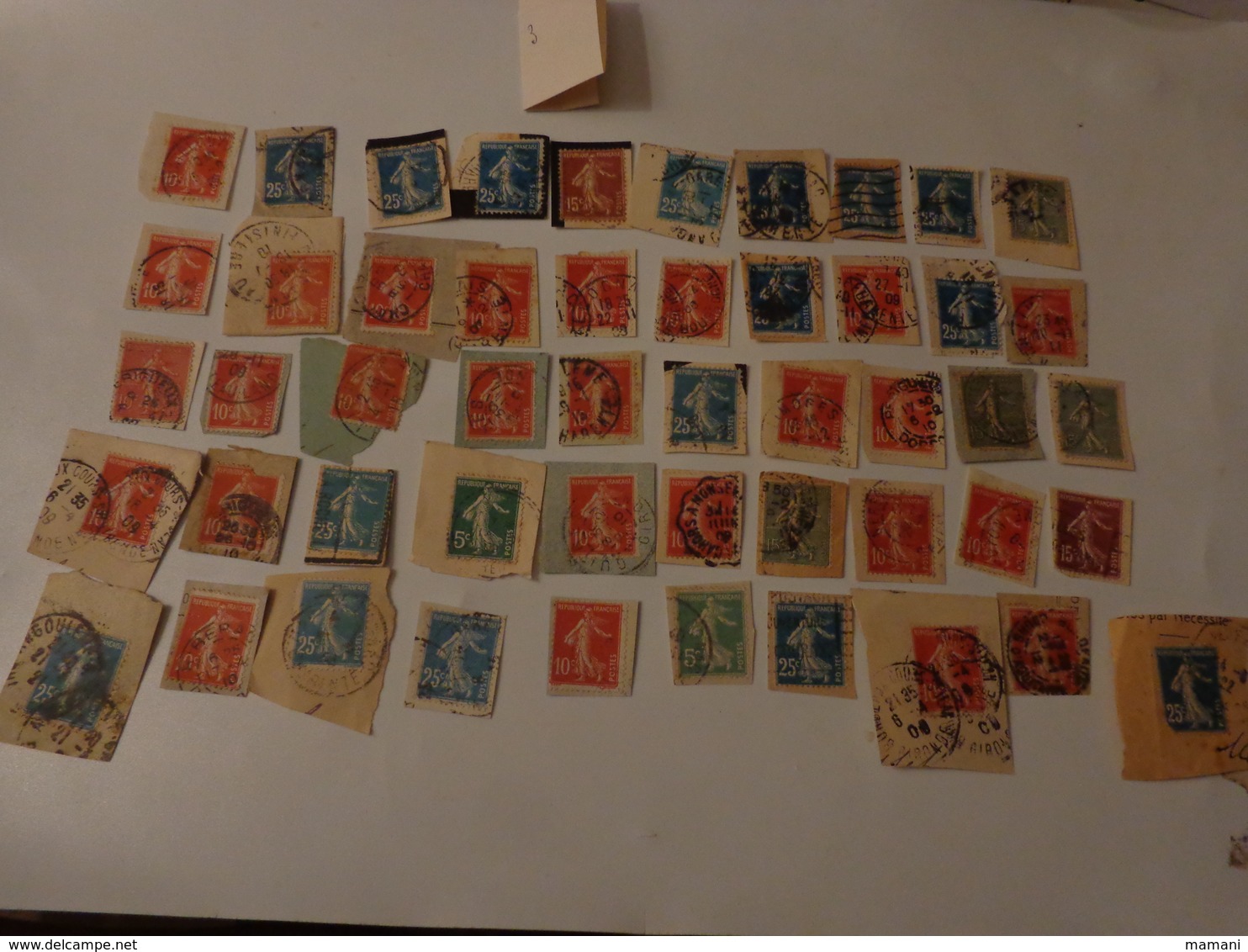 Lot De 50 Timbres La Semeuse De Roty Sur Fragment - Autres & Non Classés