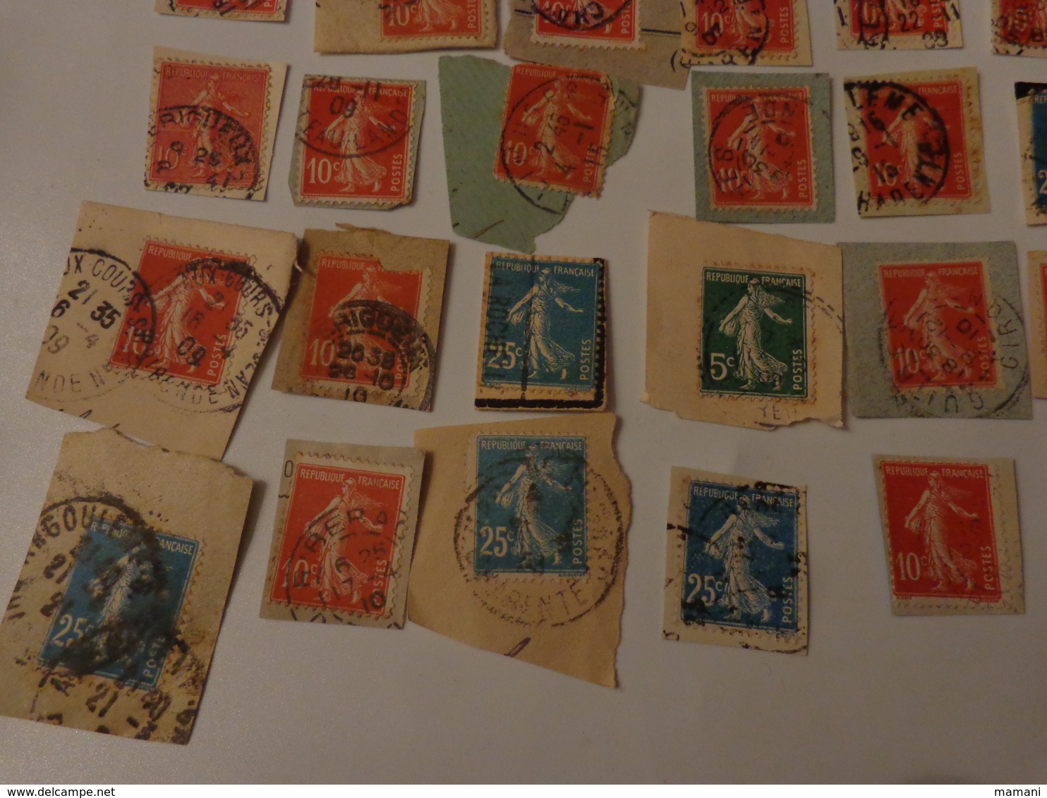 Lot De 50 Timbres La Semeuse De Roty Sur Fragment - Autres & Non Classés