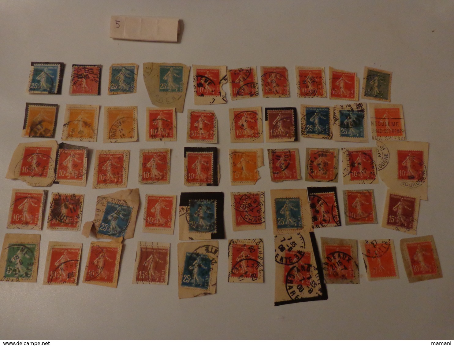 Lot De 50 Timbres La Semeuse De Roty Sur Fragment - Autres & Non Classés