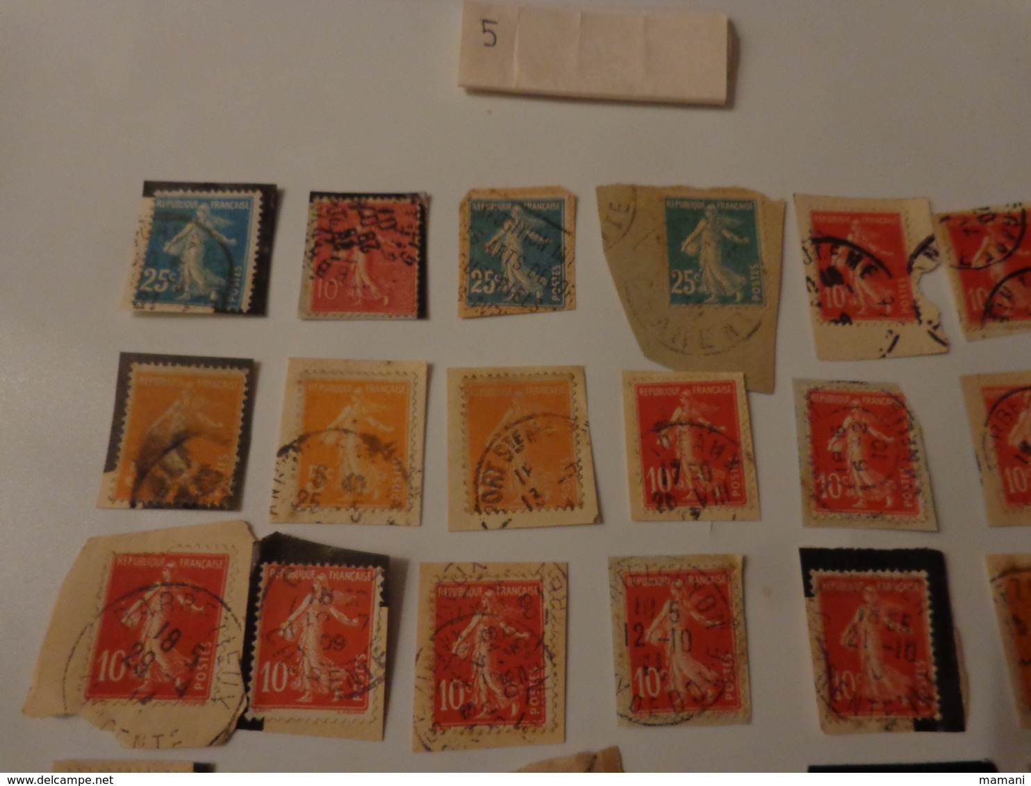 Lot De 50 Timbres La Semeuse De Roty Sur Fragment - Otros & Sin Clasificación