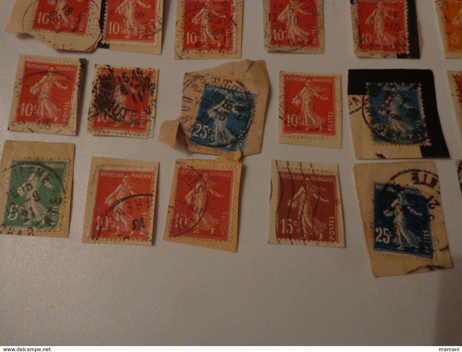 Lot De 50 Timbres La Semeuse De Roty Sur Fragment - Altri & Non Classificati