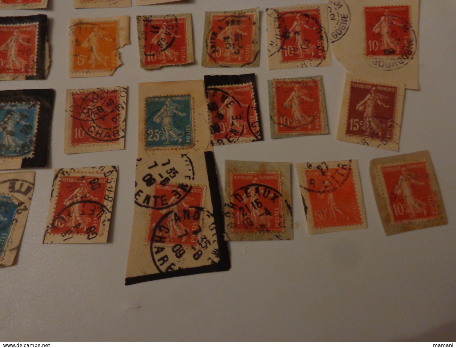 Lot De 50 Timbres La Semeuse De Roty Sur Fragment - Autres & Non Classés