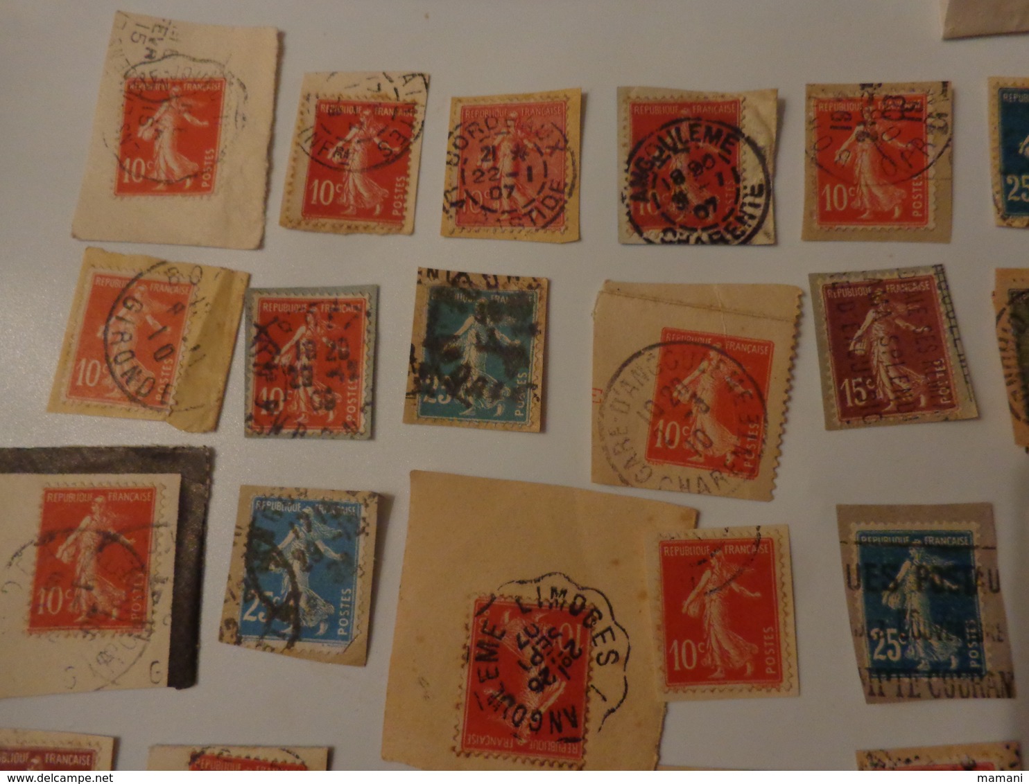 Lot De 50 Timbres La Semeuse De Roty Sur Fragment - Otros & Sin Clasificación