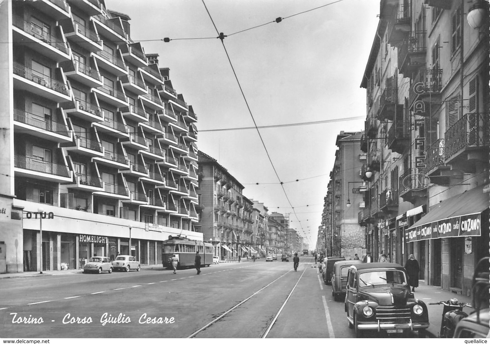 0605 "TORINO - CORSO GIULIO CESARE" ANIMATA, TRAMWAY, AUTO '50, VERA FOTO, S.A.C.A.T.  CART  SPED 1959 - Transports