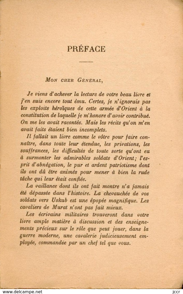 Général Jouinot-Gambetta/Uskub ou du rôle de la Cavalerie d'Afrique dans la Victoire/Envoi au Général du Jonchay/1920