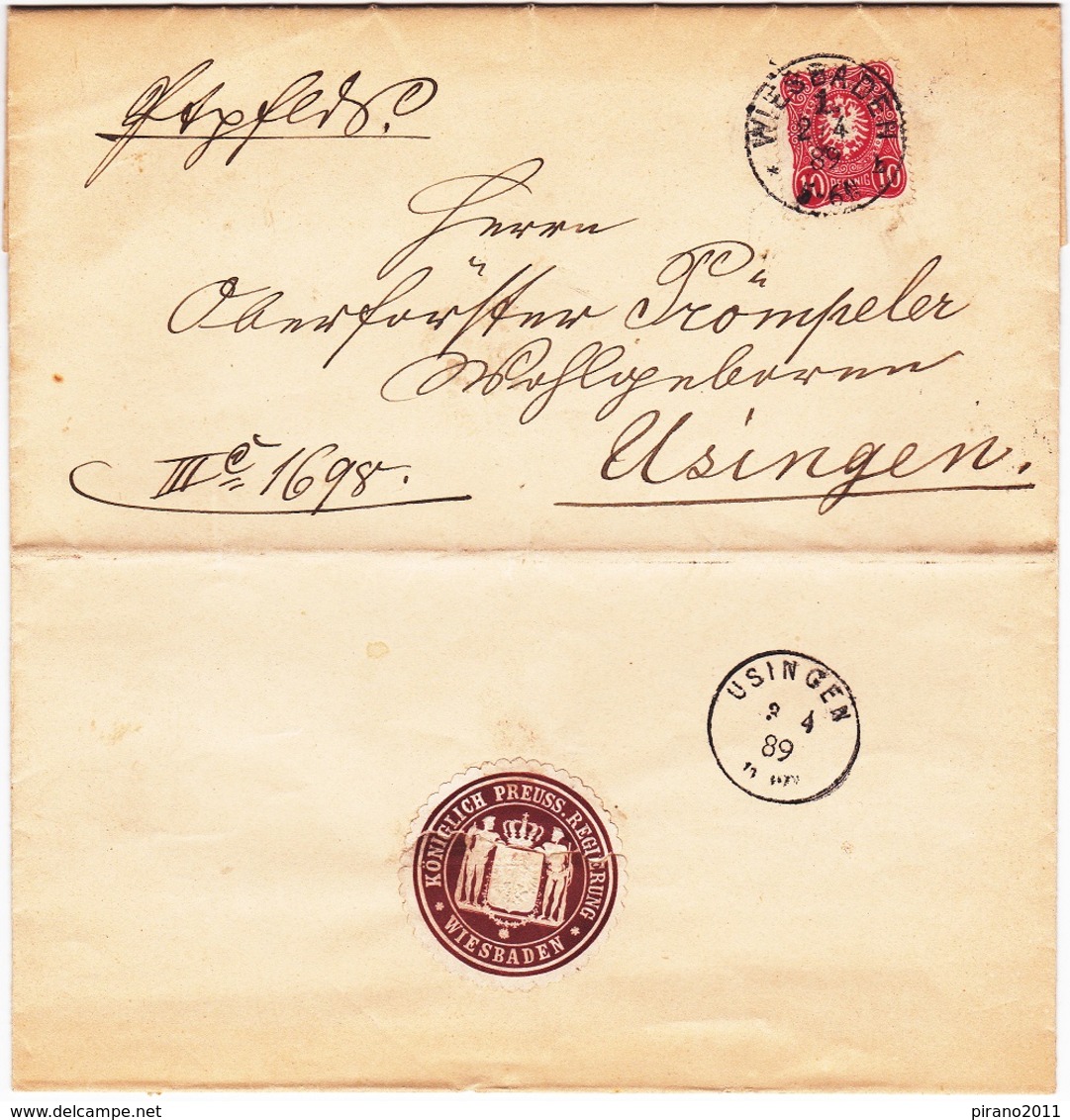 Brief Der Königlichen Regierung Wiesbaden  Nach Usingen - Historical Documents