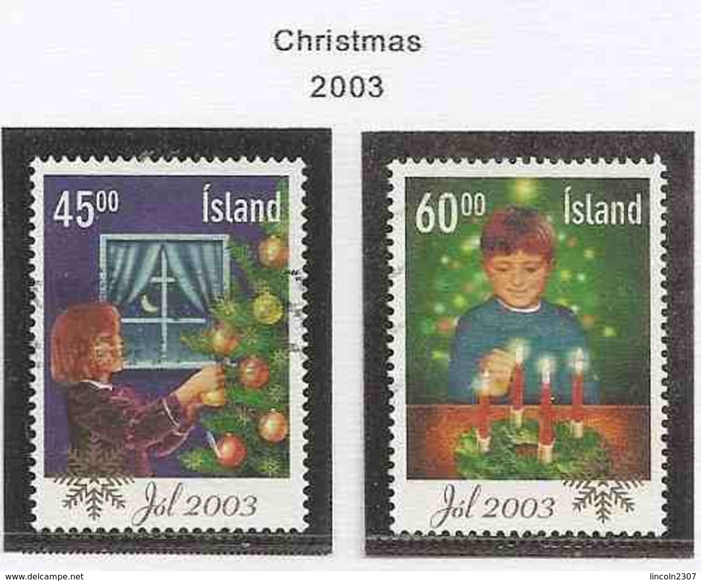 LSJP ICELAND CHRISTMAS TREE AND CANDLES CHILDREN Yvert 977/78 2003 - Used Stamps