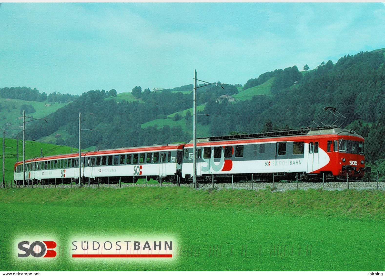 23A :Switzerland Leopard & Bug Stamps Used On Sudostbahn Train Postcard - Covers & Documents