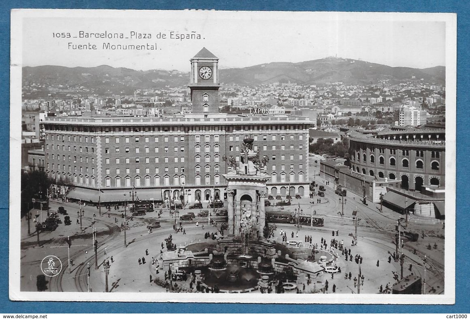 BARCELONA PLAZA DE ESPANA FUENTE MONUMENTAL 1940 - Barcelona