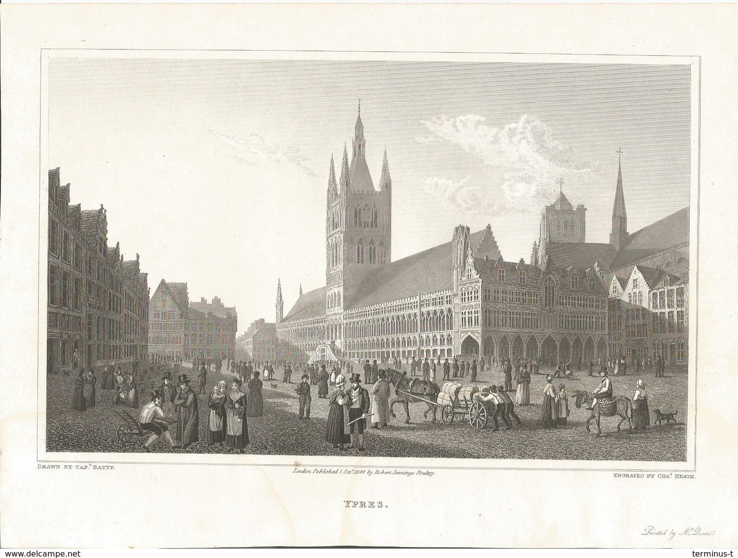 Ypres. Originele Gravure Anno 1824. - Estampes & Gravures