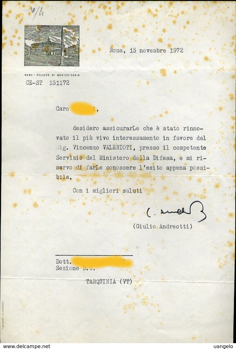 127 AUTOGRAFO DI GIULIO ANDREOTTI - Altri & Non Classificati