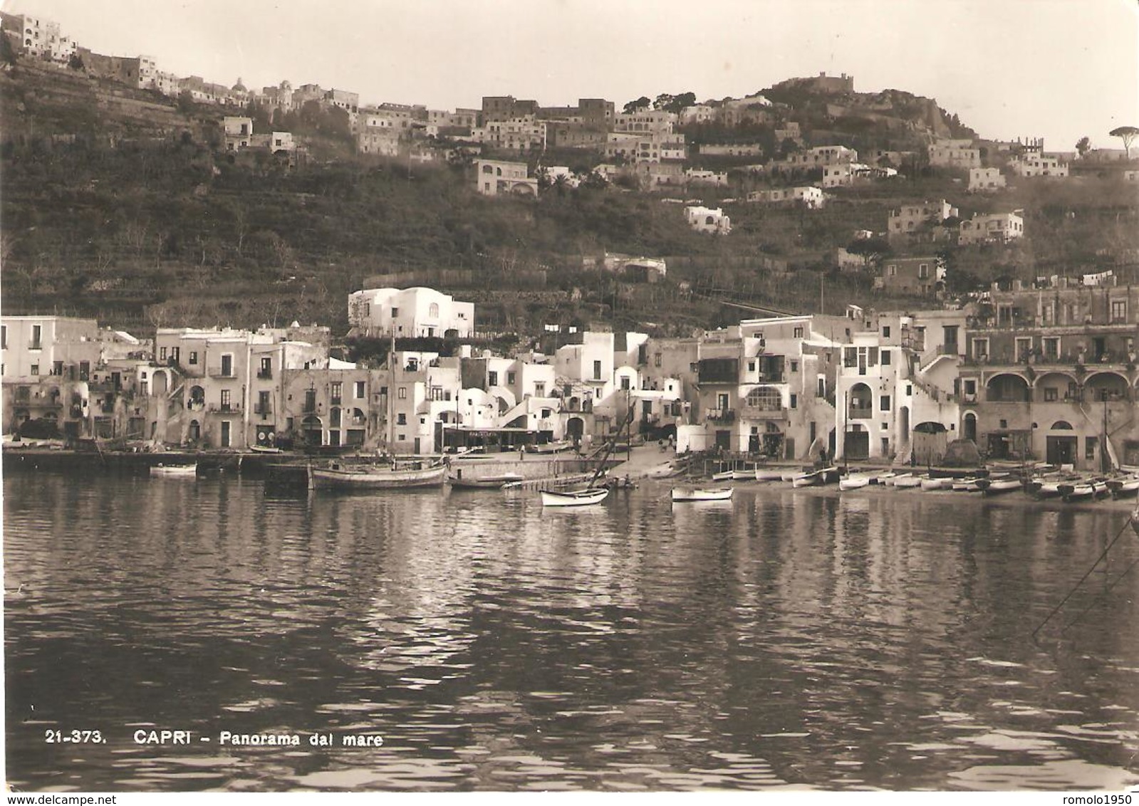 CAPRI.PANORAMA DAL MARE .AFFRANCATA CON £ 10 ARANCIO ANNULLATO 1-8-1955. - Napoli