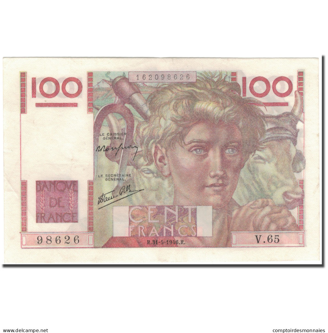 France, 100 Francs, 100 F 1945-1954 ''Jeune Paysan'', 1946-05-31, SUP - 100 F 1945-1954 ''Jeune Paysan''