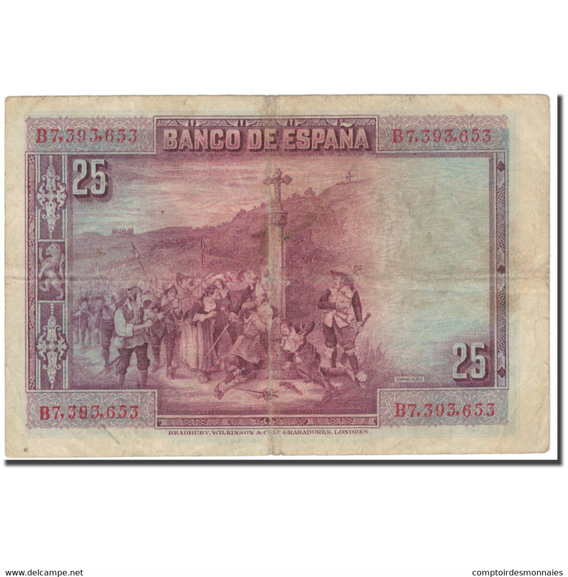 Billet, Espagne, 25 Pesetas, 1928-08-15, KM:74b, TB - 1-2-5-25 Pesetas
