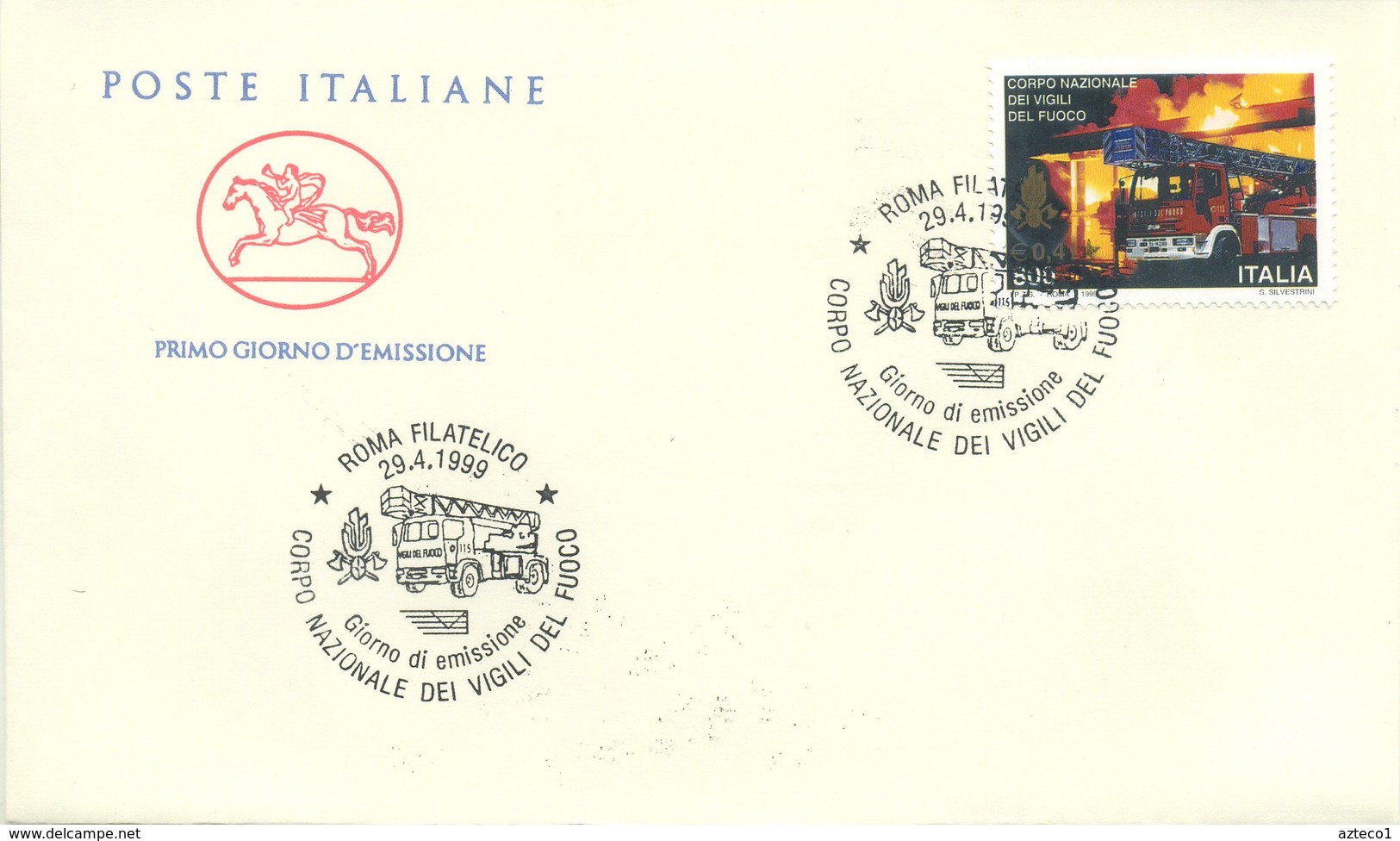 ITALIA - FDC  CAVALLINO 1999 - VIGILI DEL FUOCO - ANNULLO SPECIALE - FDC