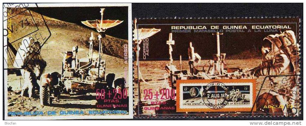 USA Raumfahrt 1972 Apollo 15 Guinea 25A/B,Block 1+2 O 4€ Monderforschung Hb Ss Blocs Space Sheets Bf Ecuator.Africa - Equatorial Guinea