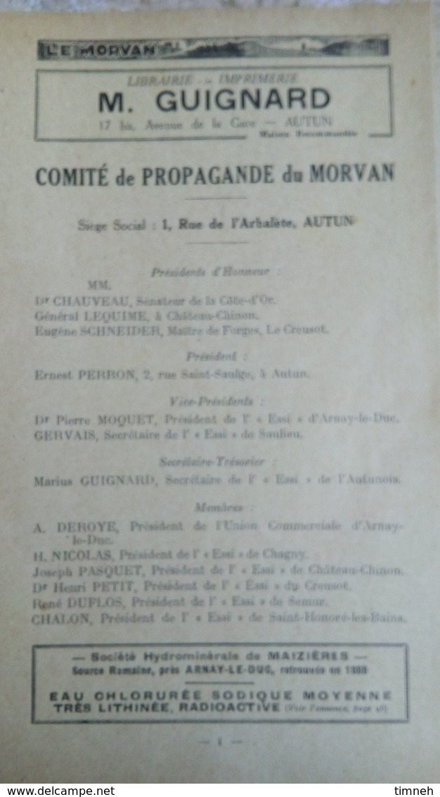 LE MORVAN 1933 TOURISTIQUE ET COMMERCIAL - GUIDE OFFICIEL DU TOURISTE - Avec Des Publicités Locales - Bourgogne